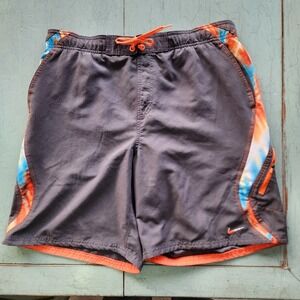 Nike Mens  Black and Orange Swim Trunks Size L